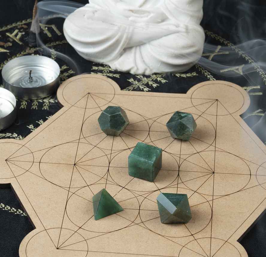 Green Aventurine Platonic Solids Crystal Geometry Set (15-20 mm)