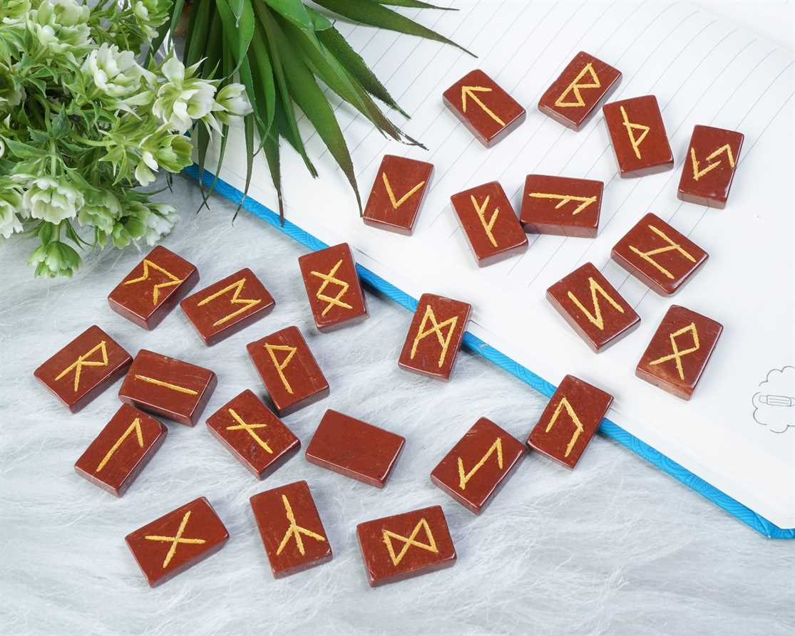 Red Jasper Gemstone Rune Stone 25 pcs Set