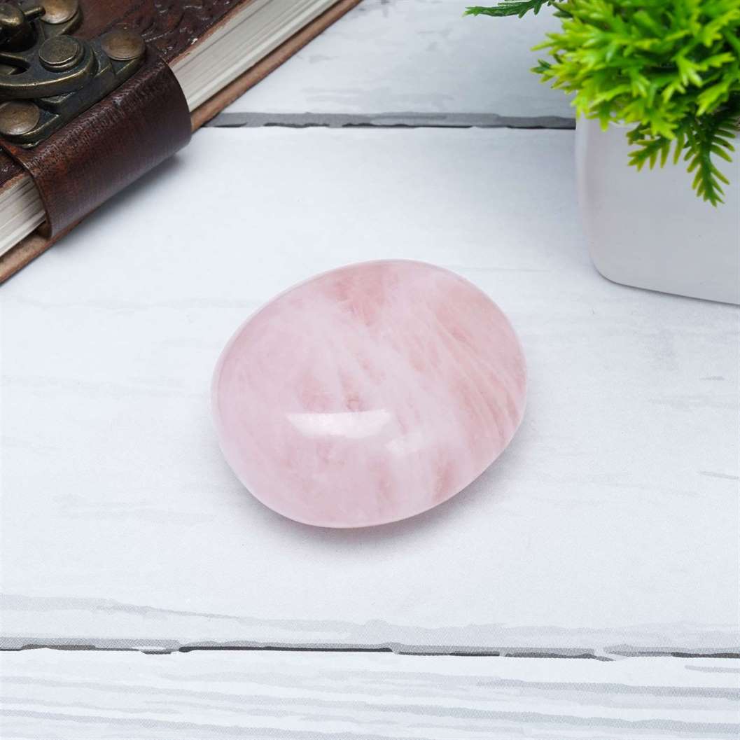 Rose Quartz Crystal Palmstone (Love and Healing, Foster Self-Love) - TheIndianHand