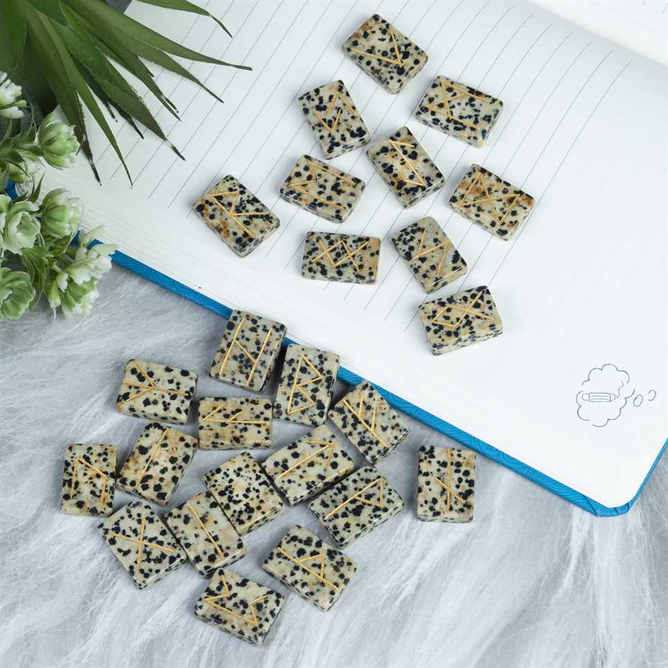 Dalmatian Jasper Rectangle Shape Gemstone Runes 25 pcs Rune Set