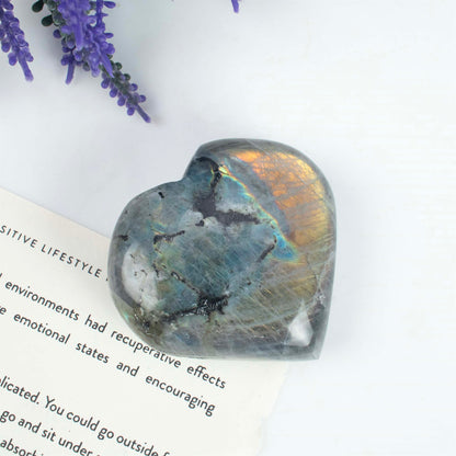 Purple Labradorite Crystal Heart Shape Stone - Mystical Energy - Transformation - TheIndianHand