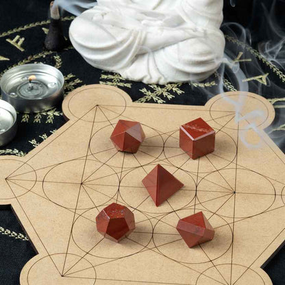 Red Jasper Platonic Solids Crystal Geometry Set (15-20 mm)