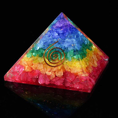 Seven Colors Onyx Orgone Pyramids - 3 inch Each - TheIndianHand