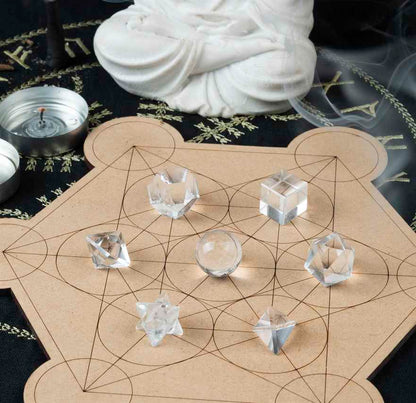 Clear Quartz Platonic Solids Crystal Geometry Set (15-20 mm)