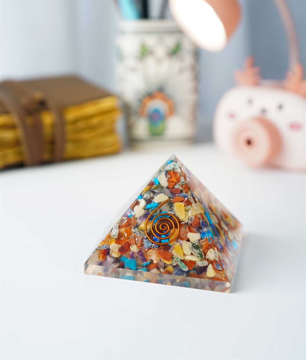 Mix Chakra Orgone Pyramid - 2.5-3 inch - TheIndianHand