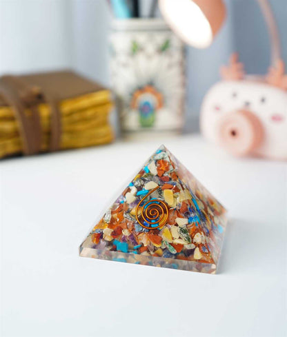 Mix Chakra Orgone Pyramid - 2.5-3 inch - TheIndianHand