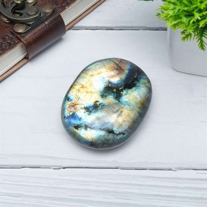 Labradorite Crystal Palmstone (Intuition, Enhance Creativity) - TheIndianHand