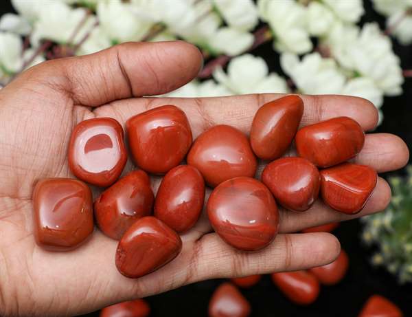 Red jasper tumbled stones - TheIndianHand