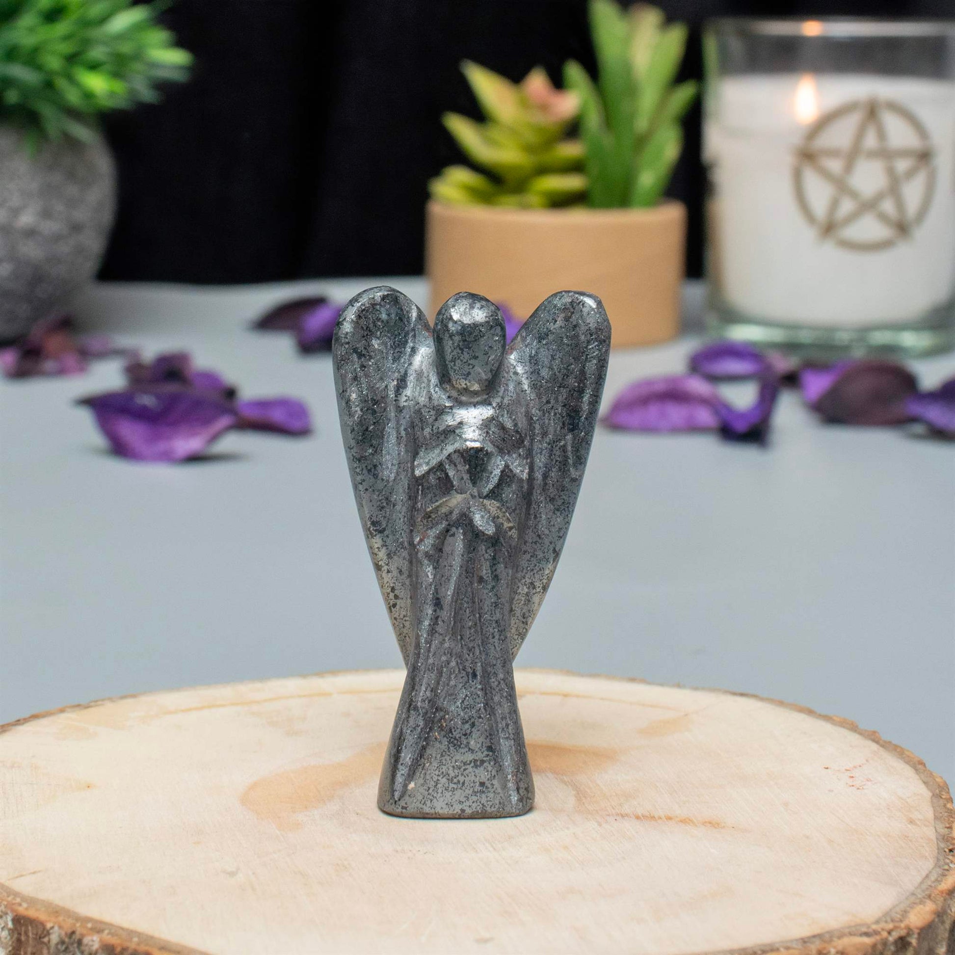 Hematite  Angel Figurine for Healing and Positive Energy - TheIndianHand