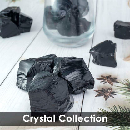 Black Obsidian Rough/Raw Natural Crystal for Tumbling Chakra Balancing - TheIndianHand