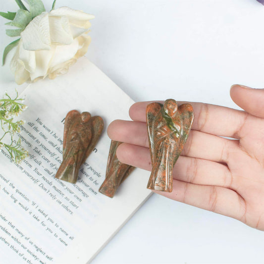 Unakite Pocket Angel Crystal for Love and Healing - TheIndianHand