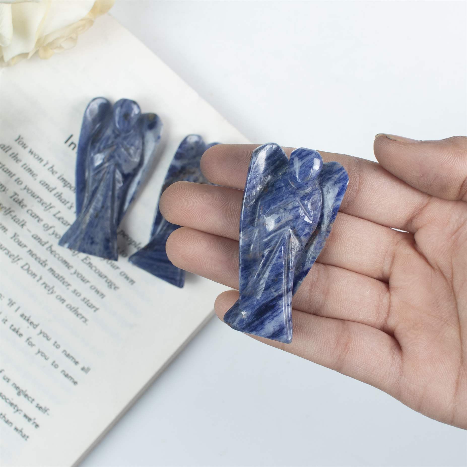 Sodalite Pocket Angel Crystal for Peace and Healing - TheIndianHand