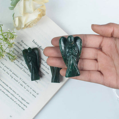 Green Aventurine  Angel Figurine for Love and Peace - TheIndianHand