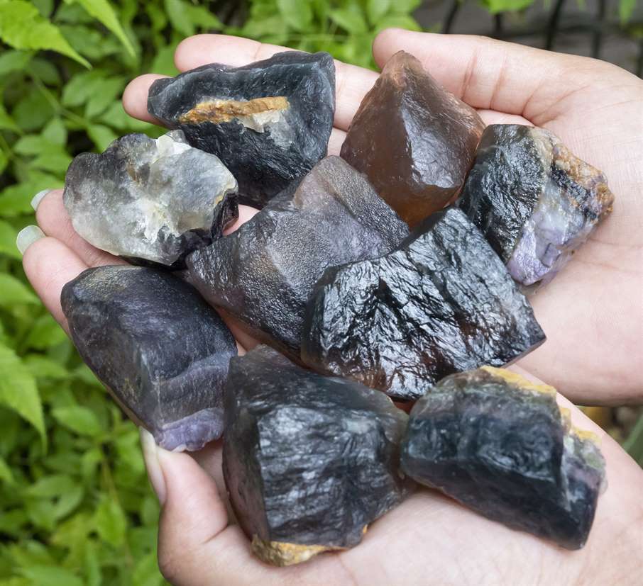 Fluorite Rough/Raw Natural Crystal for Tumbling Chakra Balancing - TheIndianHand