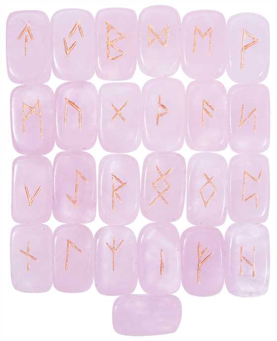 Rose Quartz Gemstone Rune Stone 25 pcs Set