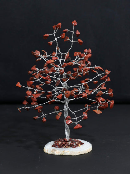 Red Jasper Gemstone Tree of Life (Geode Agate Slice Base)