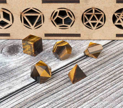 Tiger Eye Platonic Solids Crystal Geometry Set (15-20 mm)
