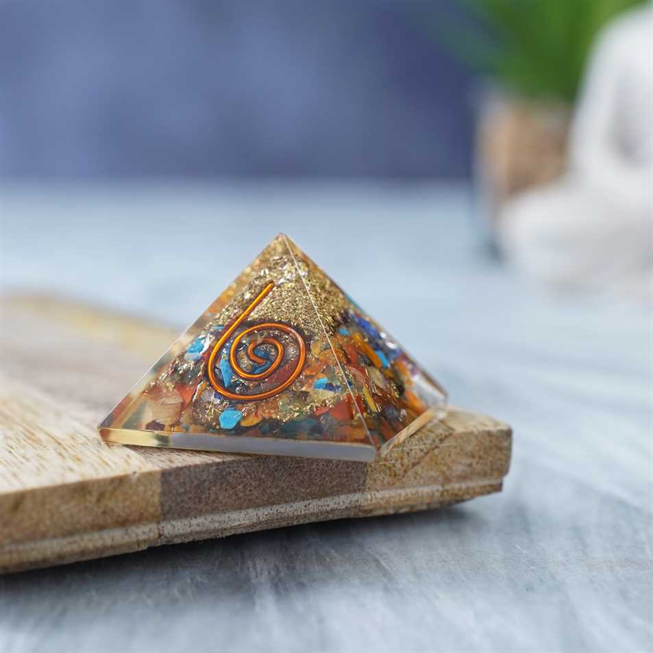 Mix Chakra Orgone Pyramid - 1 inch - TheIndianHand