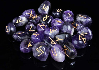 Amethyst Gemstone Rune Stones Set 25 pcs Set