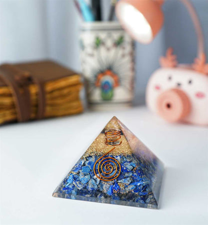 Lapis Lazuli Orgone Pyramid - 2.5 inch - TheIndianHand