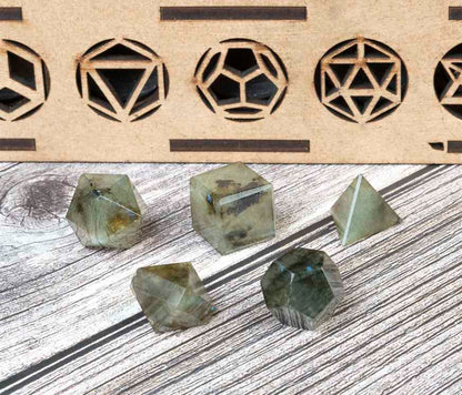 Labradorite Platonic Solids Crystal Geometry Set (15-20 mm)