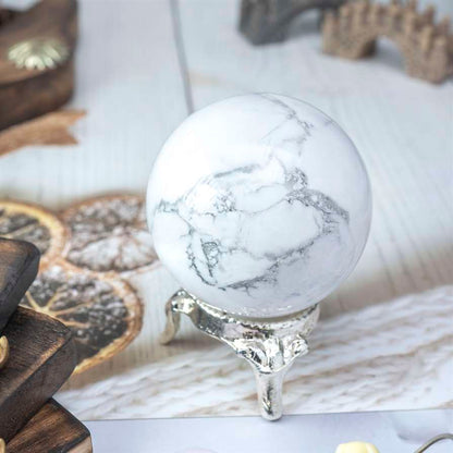 Howlite Crystal Sphere Ball (45mm) - Calm Communication