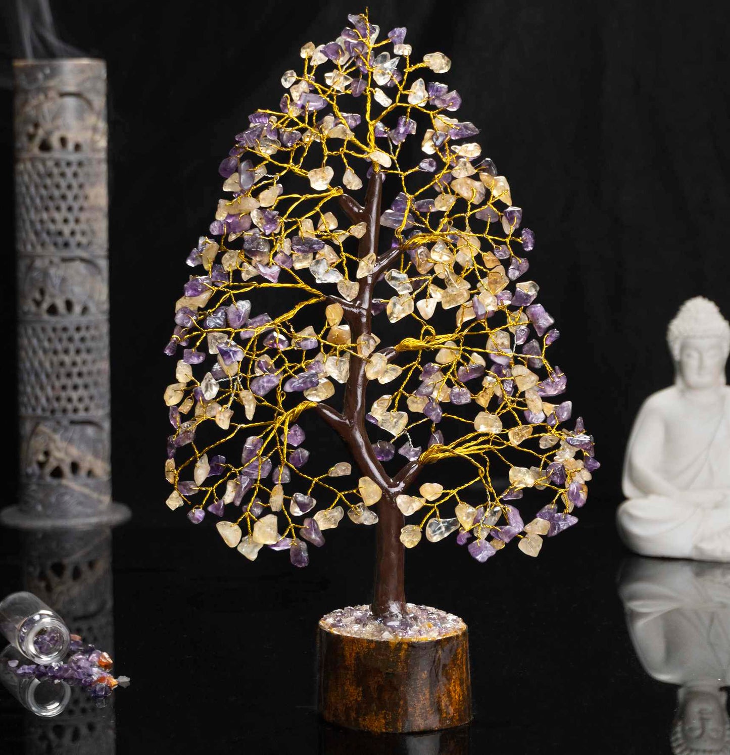 Amethyst & Citrine Crystal Tree of Life - TheIndianHand 