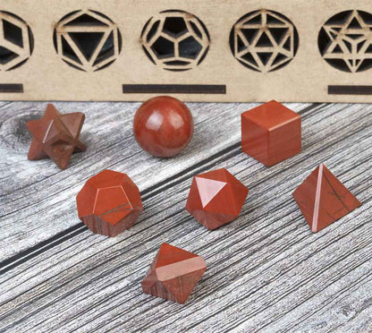 Red Jasper Platonic Solids Crystal Geometry Set (15-20 mm)