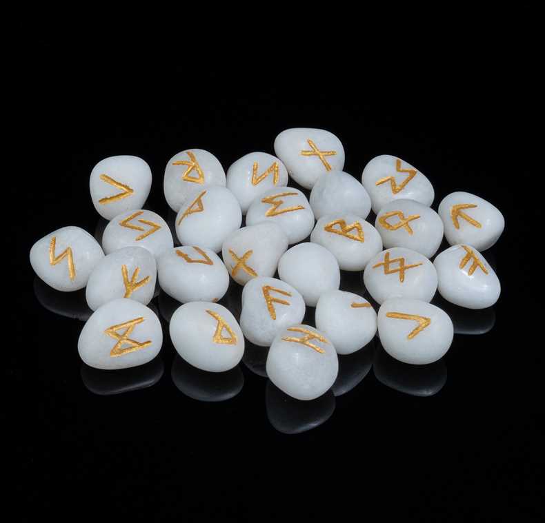 Scolecite rune stones set engraved