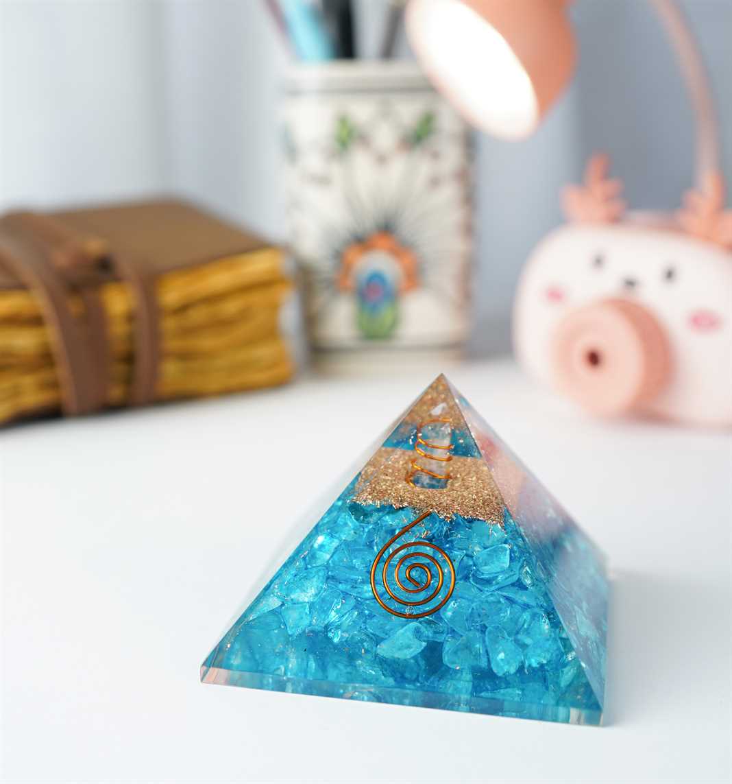 Blue Onyx Orgone Pyramid - 2.5 inch - TheIndianHand