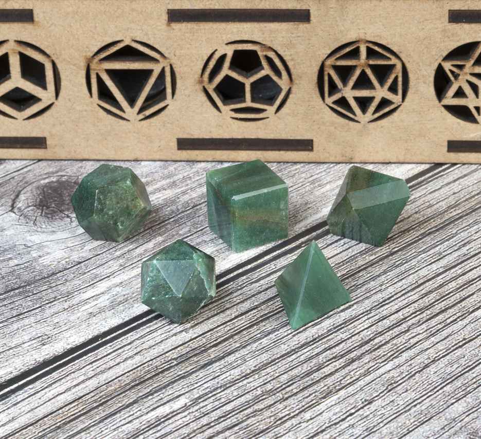 Green Aventurine Platonic Solids Crystal Geometry Set (15-20 mm)