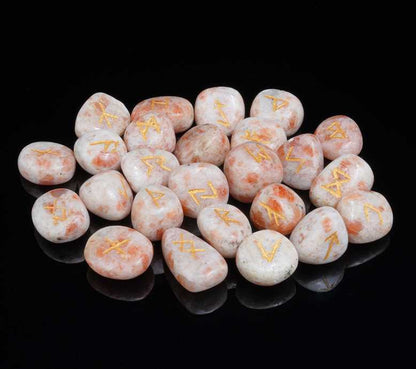 Sunstone Gemstone Runes 25 pcs Rune Set - TheIndianHand 