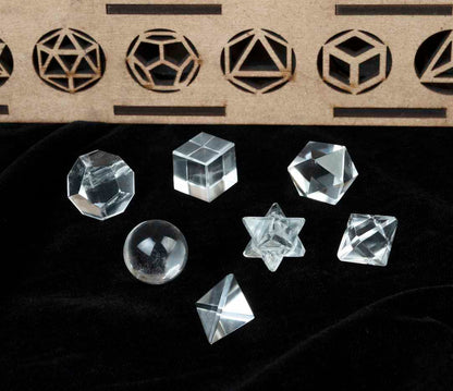 Clear Quartz Platonic Solids Crystal Geometry Set (15-20 mm)