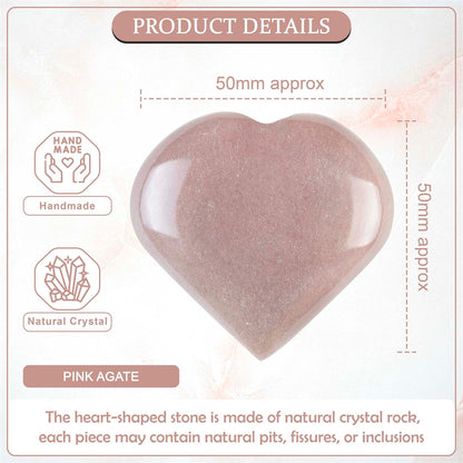 Pink Agate Crystal Heart Shape Stone - Love and Harmony - TheIndianHand