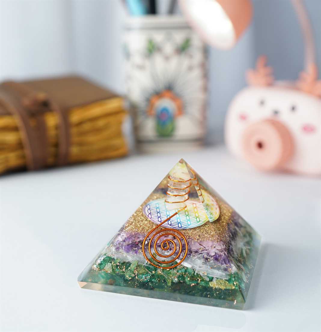 Green Aventurine Selenite Amethyst & Rose Quartz Orgone Pyramids - 3.5 inch - TheIndianHand