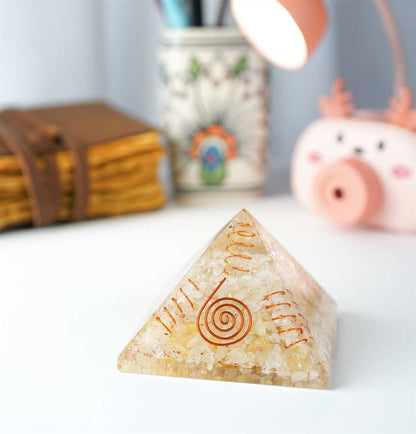 Citrine Gemstone Orgone Pyramid - 3-3.5 inch - TheIndianHand