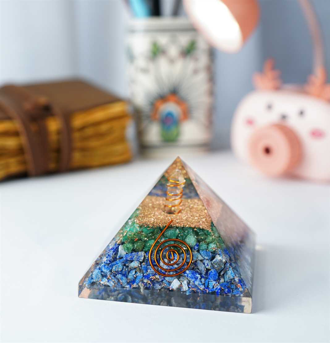 Green Aventurine & Lapis Lazuli Gemstone Orgone Pyramid - 2.5 inch - TheIndianHand