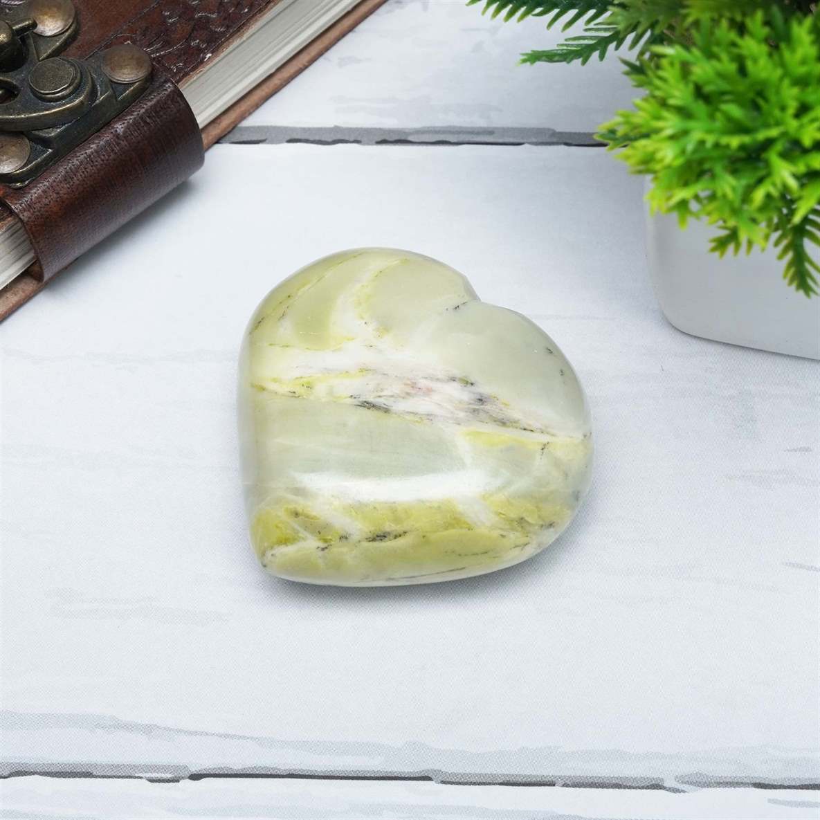 Serpentine Crystal Heart Shape Stone - Inner Peace and Transformation - TheIndianHand