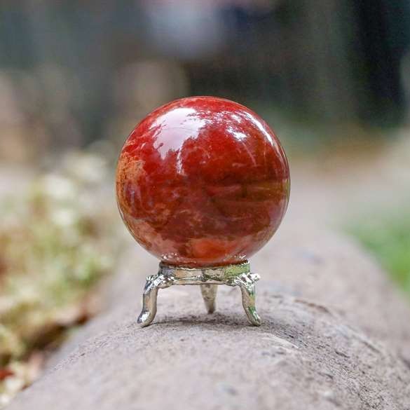 Red Jasper Crystal Sphere Ball - Grounding and Vitality - TheIndianHand 