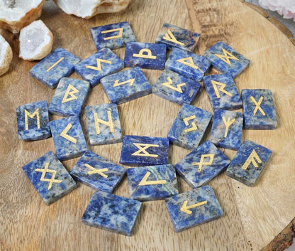 Sodalite Gemstone Runes 25 pcs Rune Set