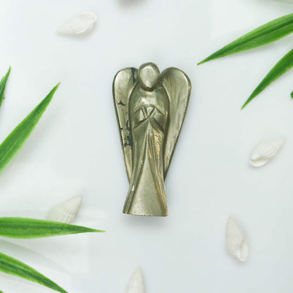Golden Pyrite Guardian Angel Crystal for Positive Energy - TheIndianHand