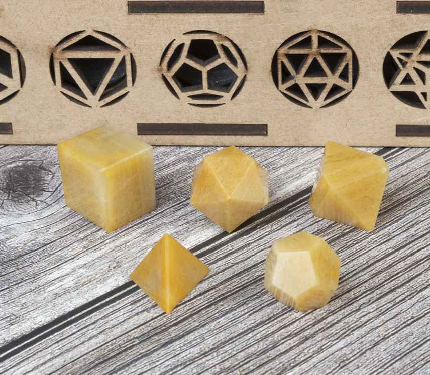 Yellow Aventurine Platonic Solids Crystal Geometry Set (15-20 mm)
