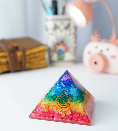 Seven Colors Onyx Orgone Pyramids - 3 inch Each - TheIndianHand