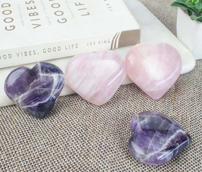 Crystal Heart Amethyst & Rose Quartz - Love and Harmony - TheIndianHand