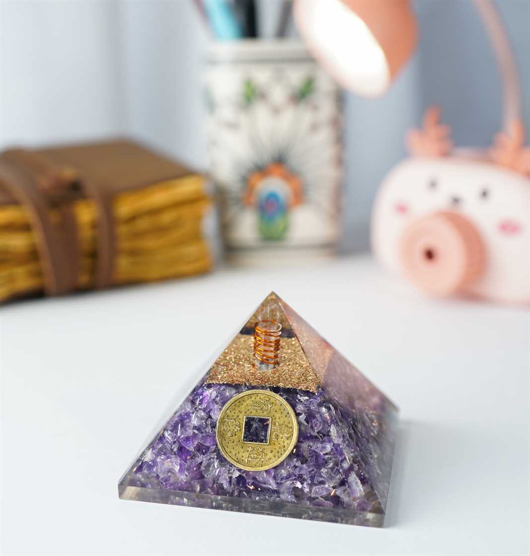 Amethyst Orgone Pyramid - 3 inch - TheIndianHand