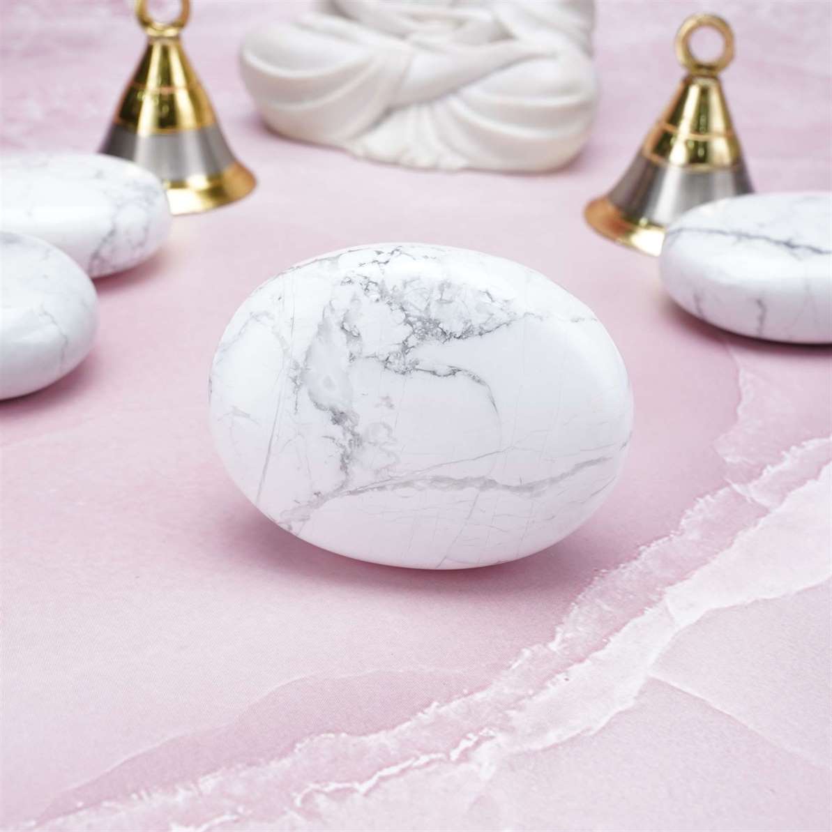 Howlite Crystal Palmstone (Stress Relief, Facilitate Calmness) - TheIndianHand