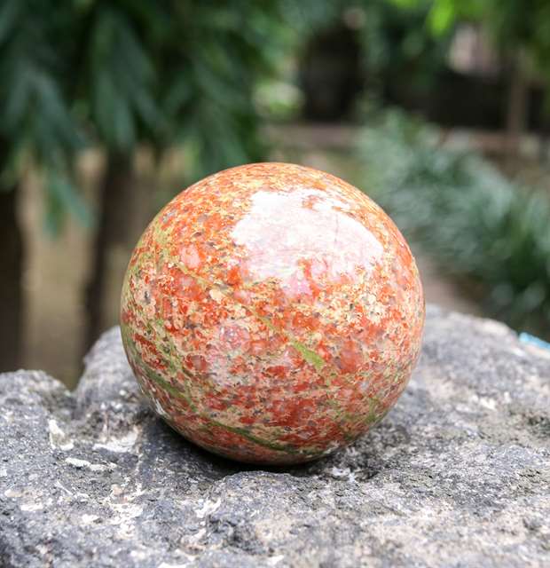 Unakite Crystal Sphere Ball - Balance and Healing - TheIndianHand 