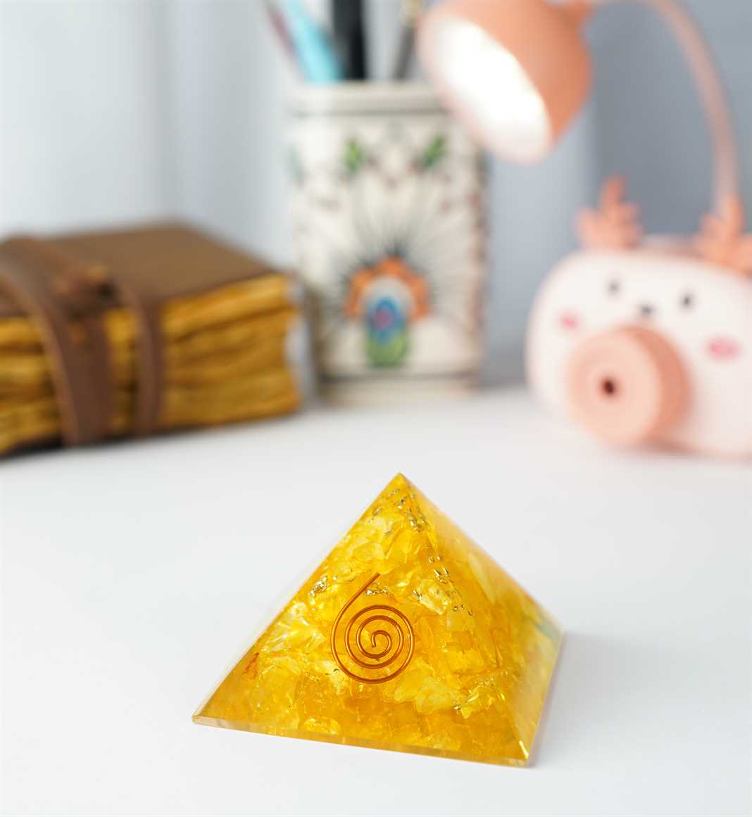 Yellow Onyx Stone Orgone Pyramid - 2.5-3 inch - TheIndianHand