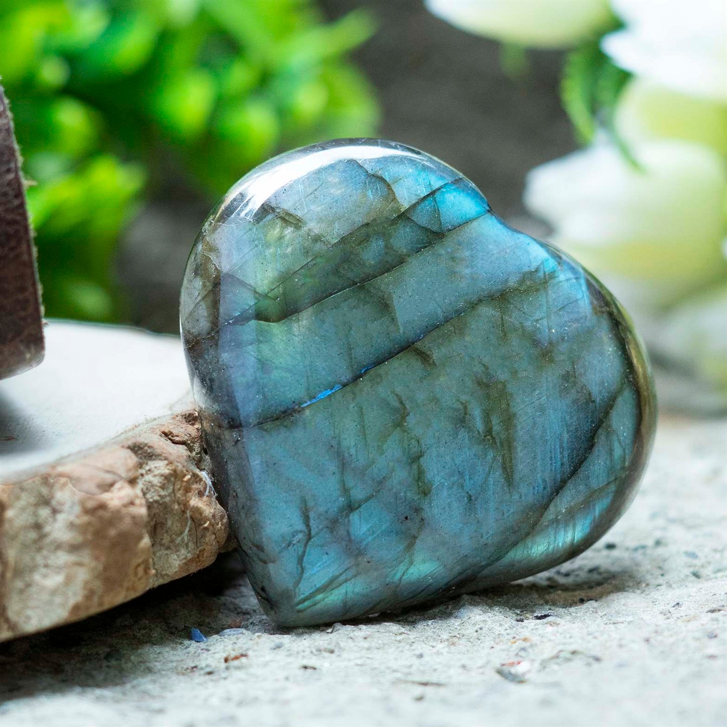 Labradorite Crystal Heart Shape Stone - Mystical Aura - TheIndianHand