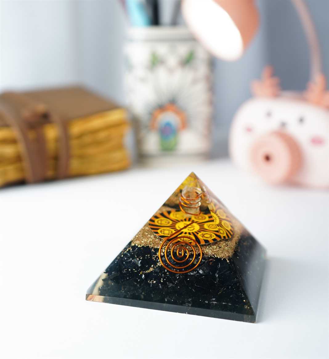 Black Tourmaline Orgone Pyramid - 2.5 inch - TheIndianHand